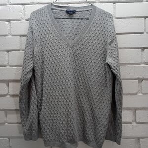 Tommy Hilfiger Textured Gray V-Neck Sweater Size XL
